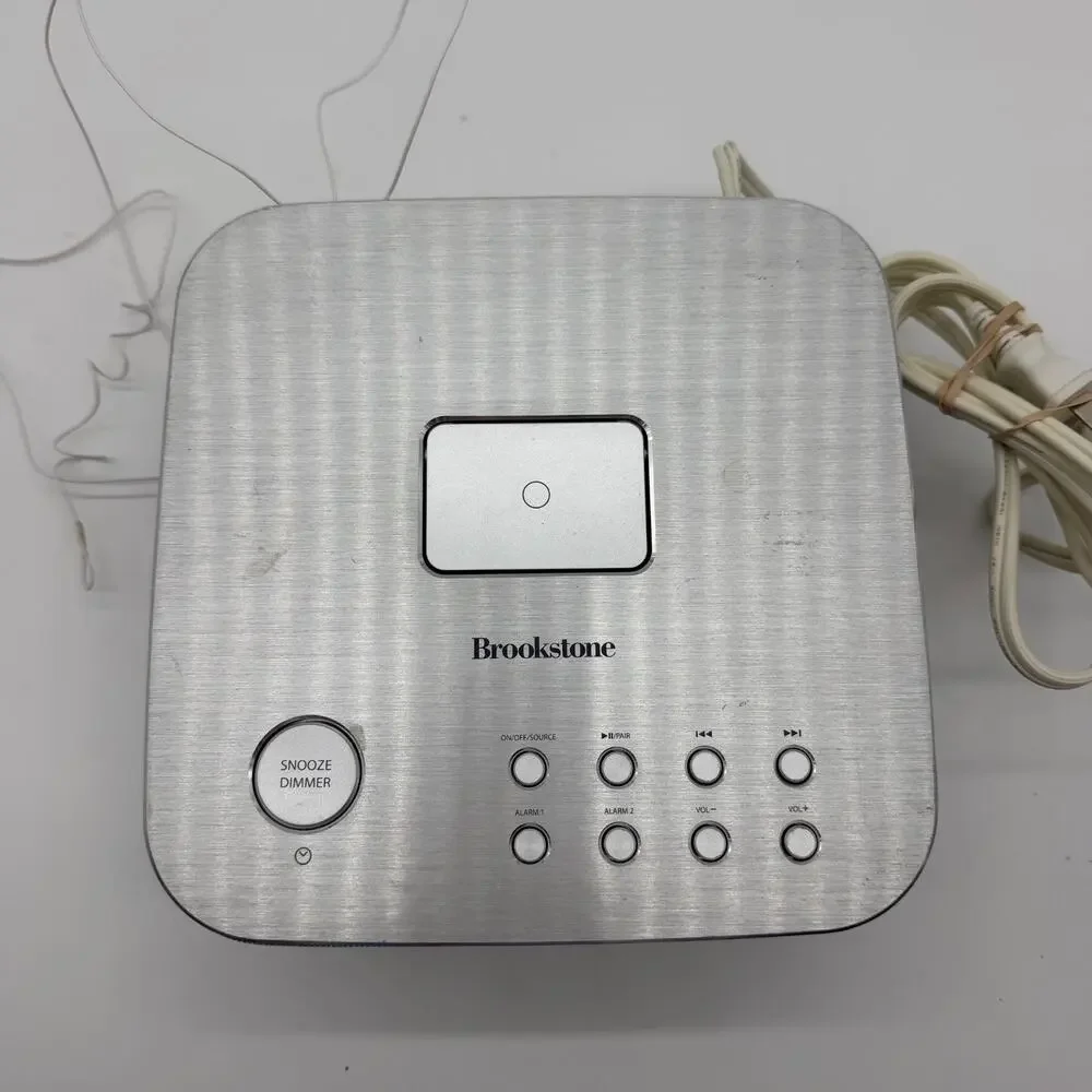 Brookstone 851551 Bluetooth Clock Radio FM Alarm Speaker Tested & Working